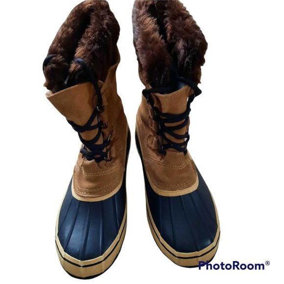 Sorrel Caribou Snow Boot Women’s Size 6 Brown Leather Felted Lace Up - Picture 1 of 4